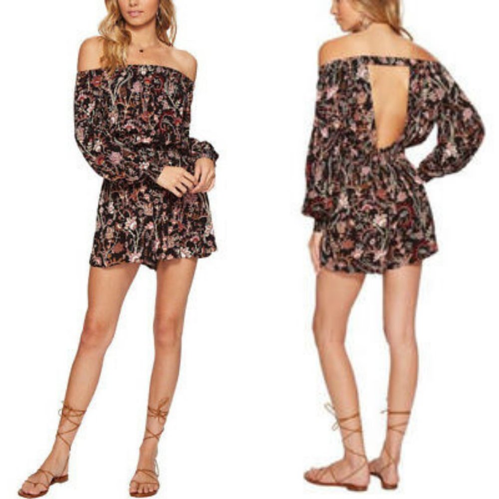 Free People Pretty and Free One-Piece Black Sz M